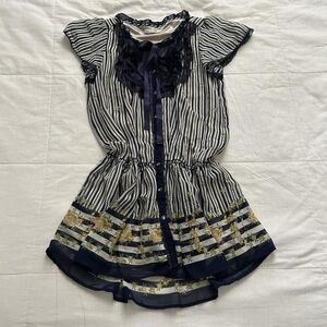 Striped Navy and Yellow Floral Dress